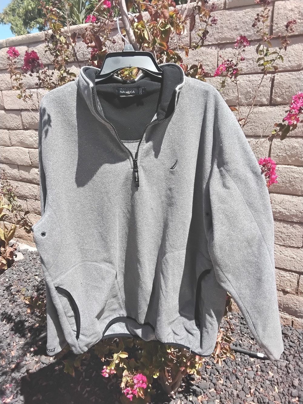 Nautica Men's Gray Quarter-Zip Fleece Pullover